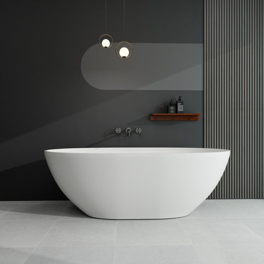 Mew 65" Solid Surface Freestanding Soaking Bathtub - Matte White