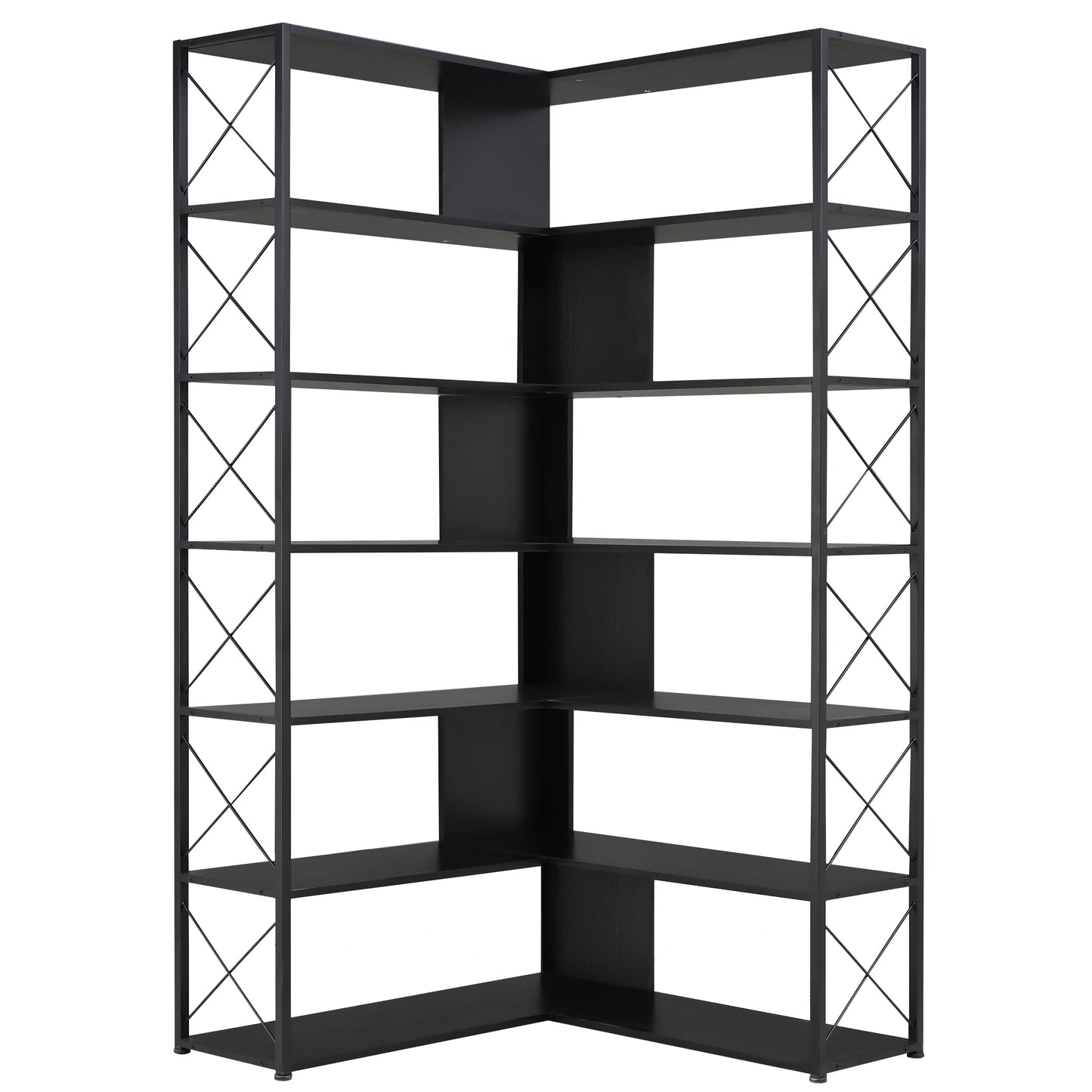 L-Shaped Corner Bookcase - Black