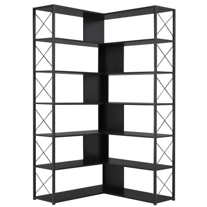 L-Shaped Corner Bookcase - Black