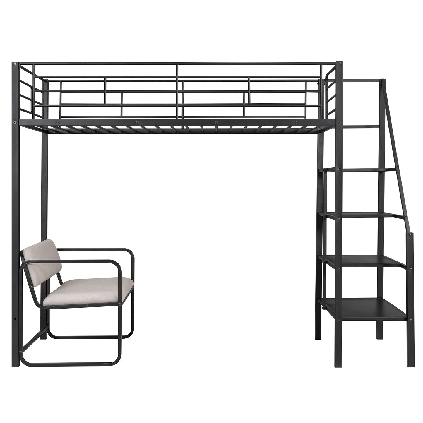 Black Beauty Loft Bed With Bench