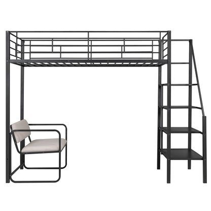 Black Beauty Loft Bed With Bench