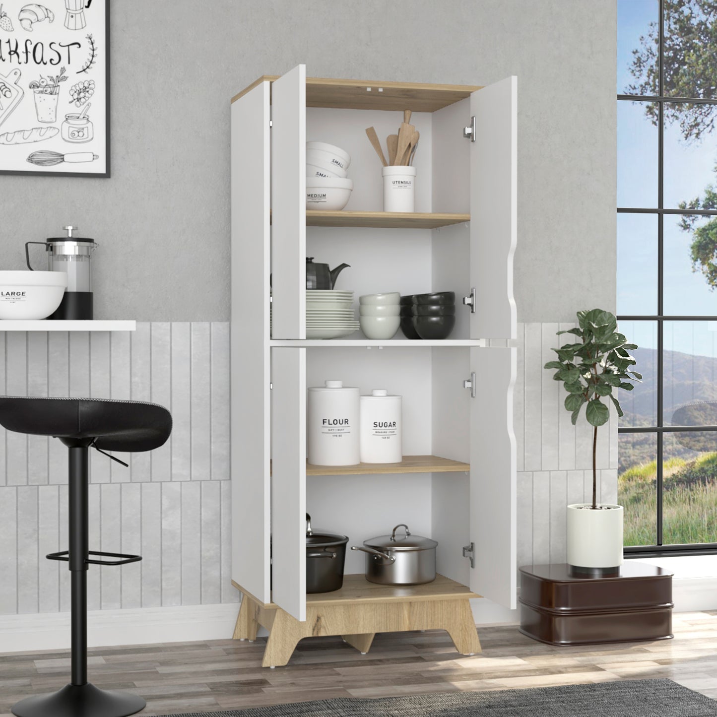OakWhite Kitchen Pantry