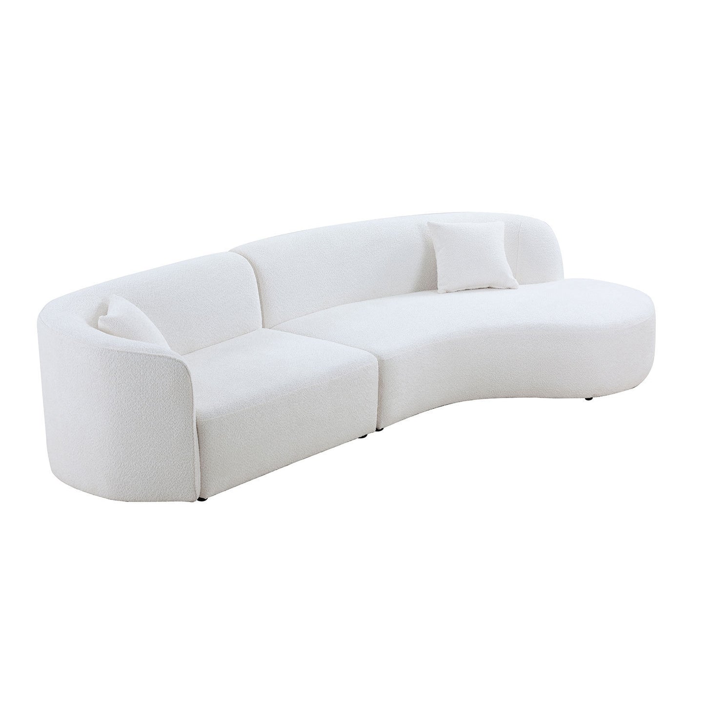 Elegance Curve Boucle Sectional Sofa - White