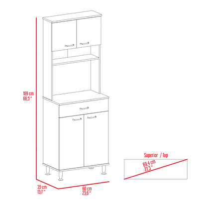 Santa 1-Drawer 1-Shelf Area Pantry with Adjustable Metal Legs - Light Oak