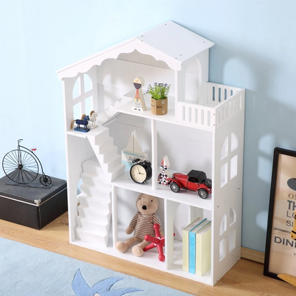 Big Dollhouse Bookcase Shelf Storage - White