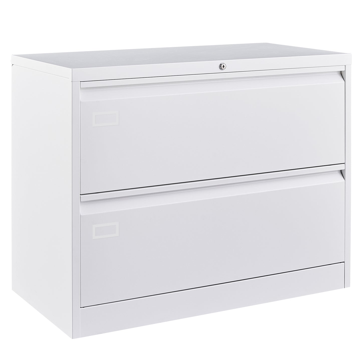Lock Metal Steel 2 Drawer Lateral Filing Cabinet - White