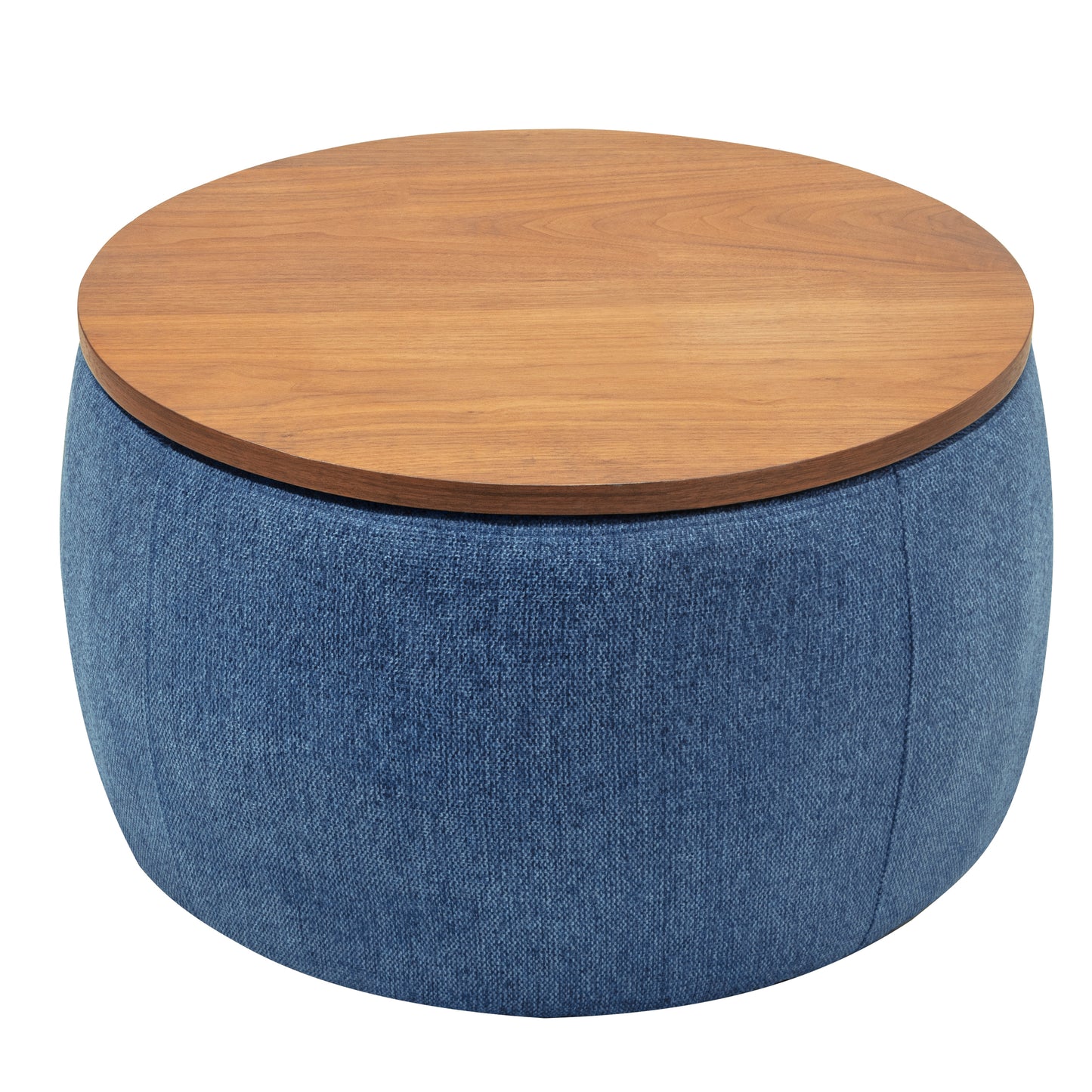 Versa Round Storage Ottoman Table - Navy Blue