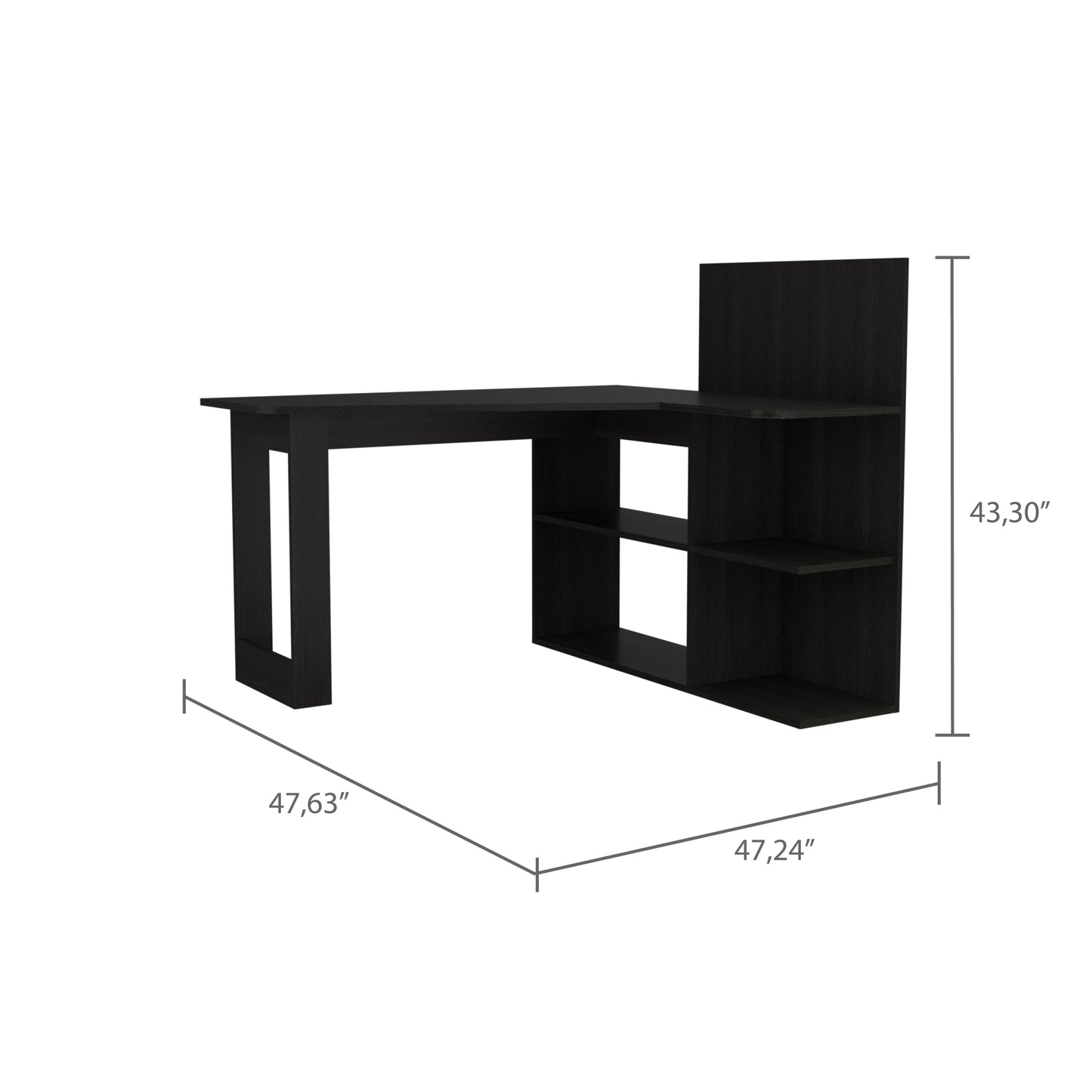 Tech Pro 4-Shelf L-Shaped Computer Desk - Black