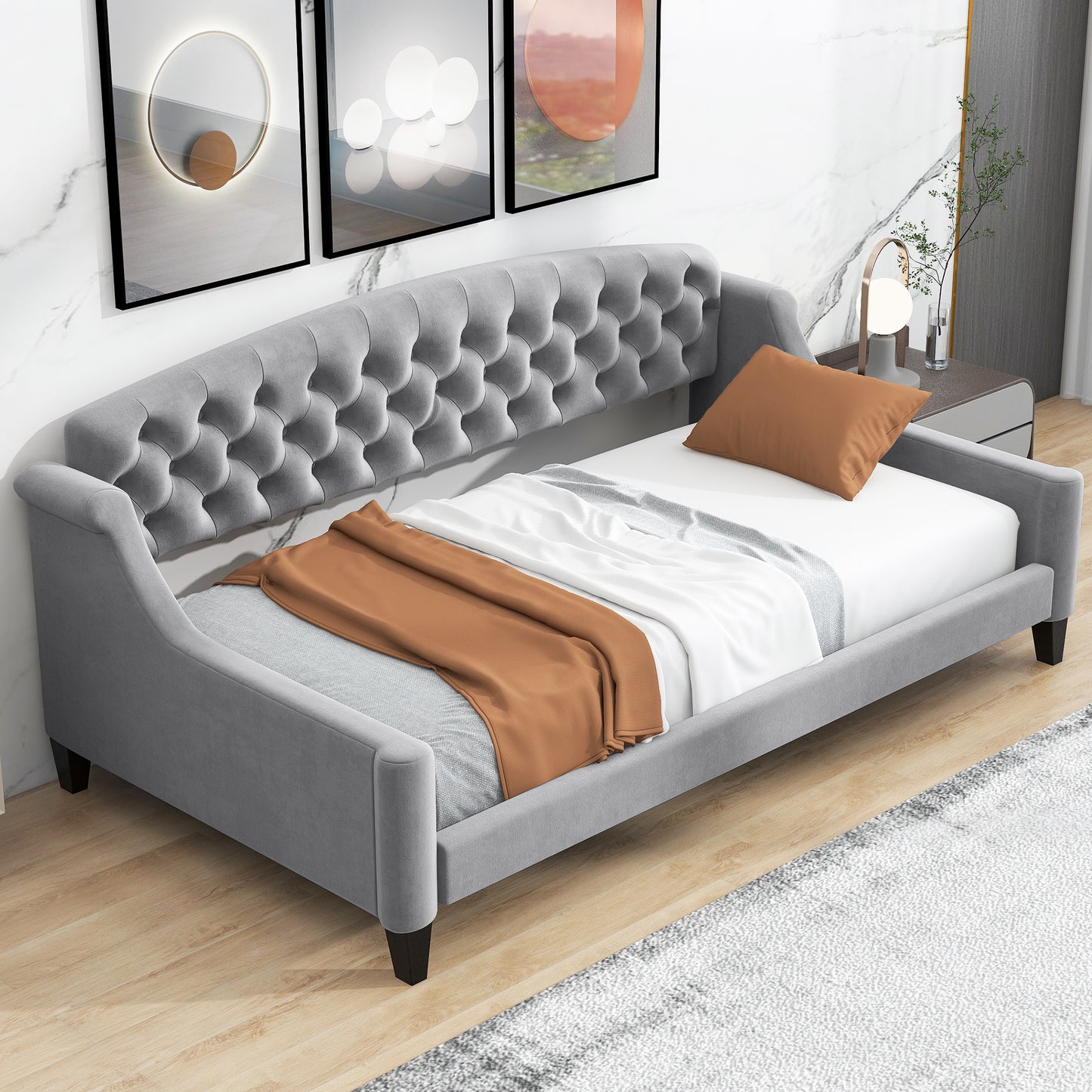 AF Luxury Tufted Button Twin Size Daybed - Gray
