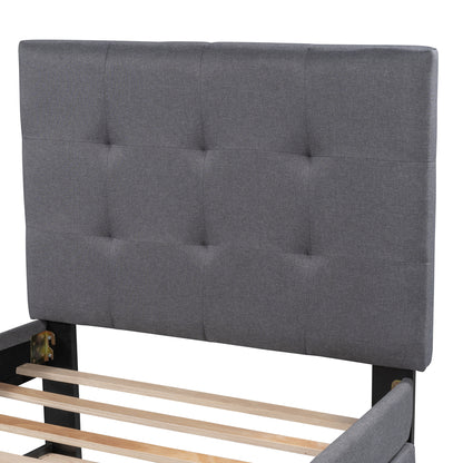 Dreamscape Twin Linen Upholstered Platform Bed with Headboard and Trundle