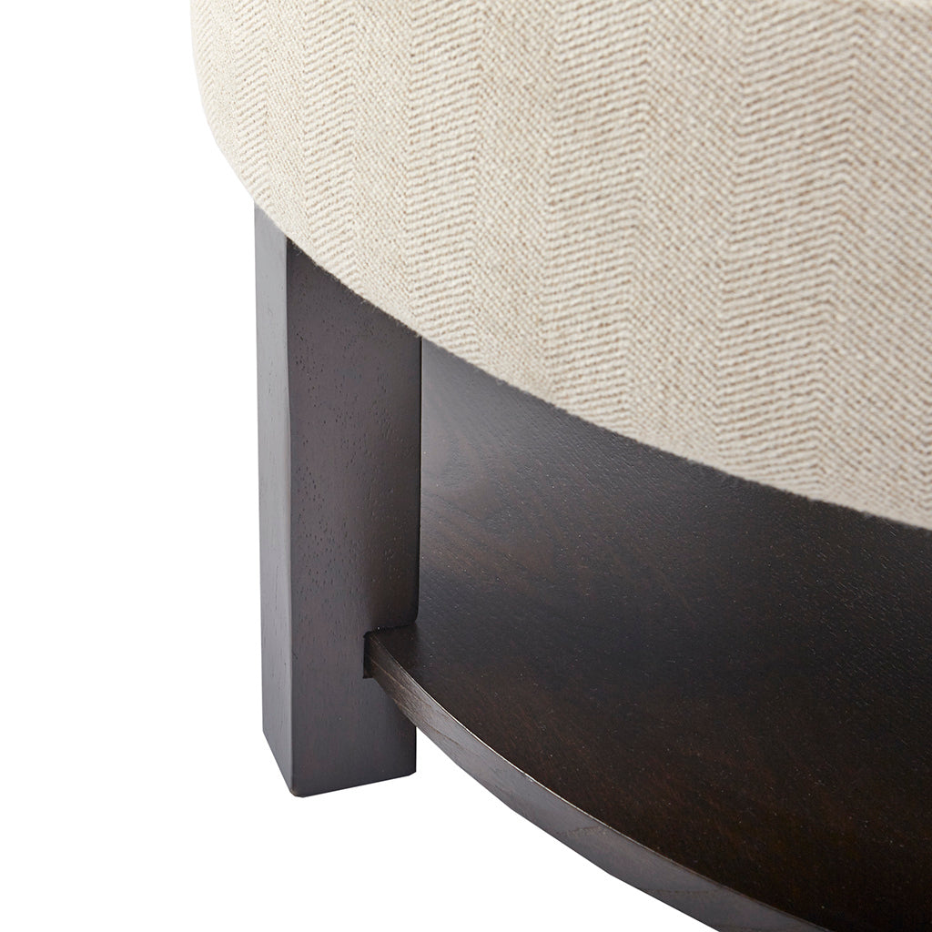 Miller Round Storage Ottoman - Beige