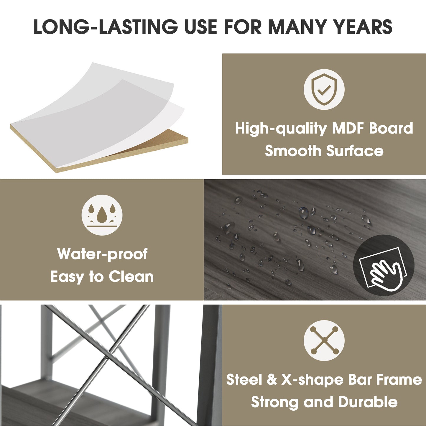 L-Shaped Corner Bookcase - Silver+Grey