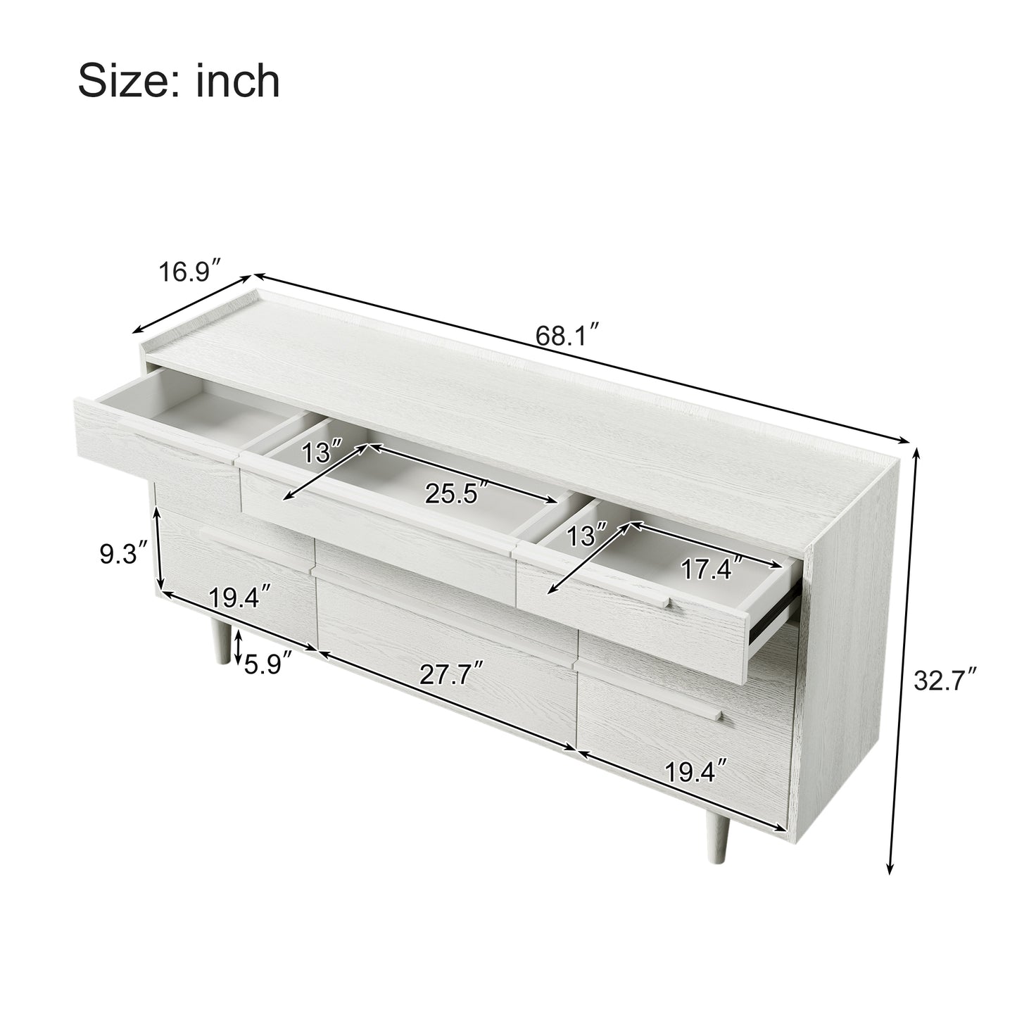 Elegance Wood 9-Drawer Dresser