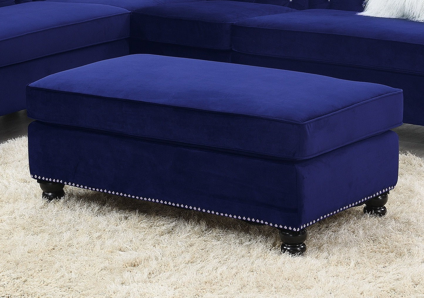 Cocktail Ottoman Wooden Legs - Blue