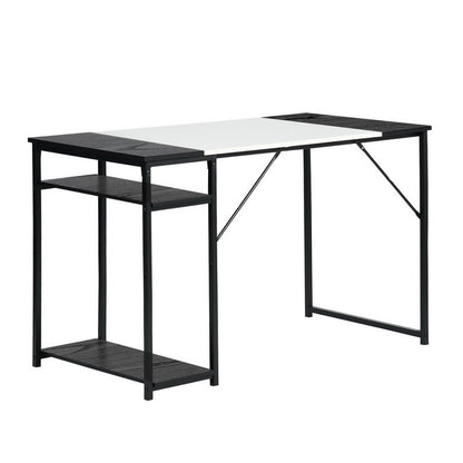 Computer Desk Wood Table Metal Frame - White & Black
