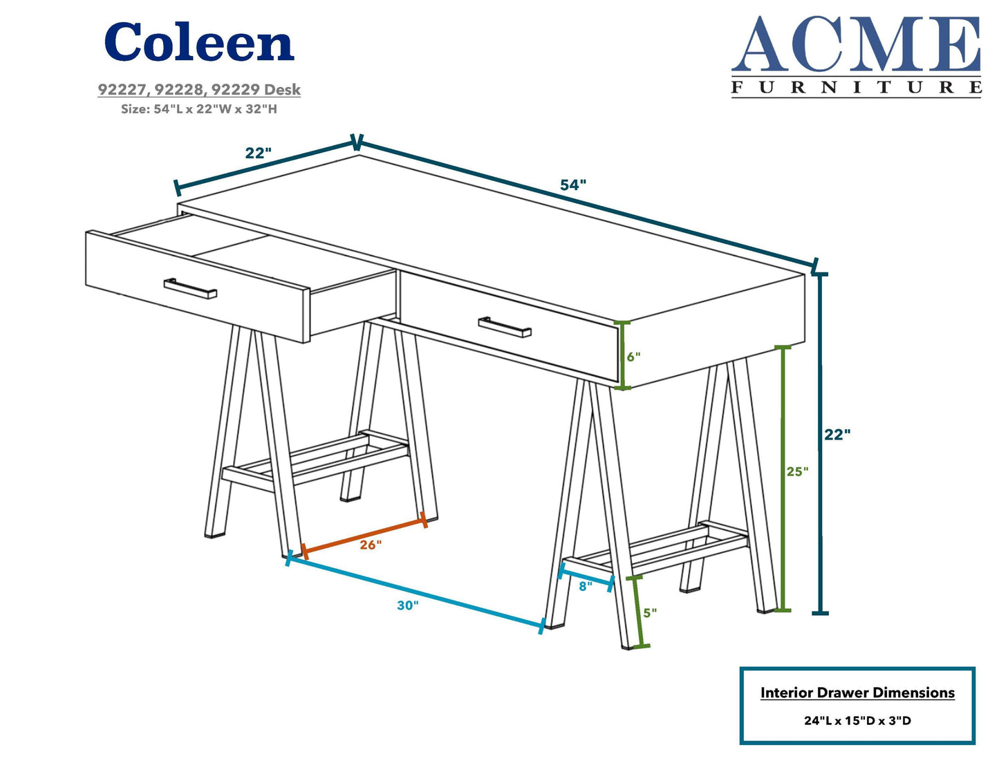 Coleen Desk in Black High Gloss & Chrome