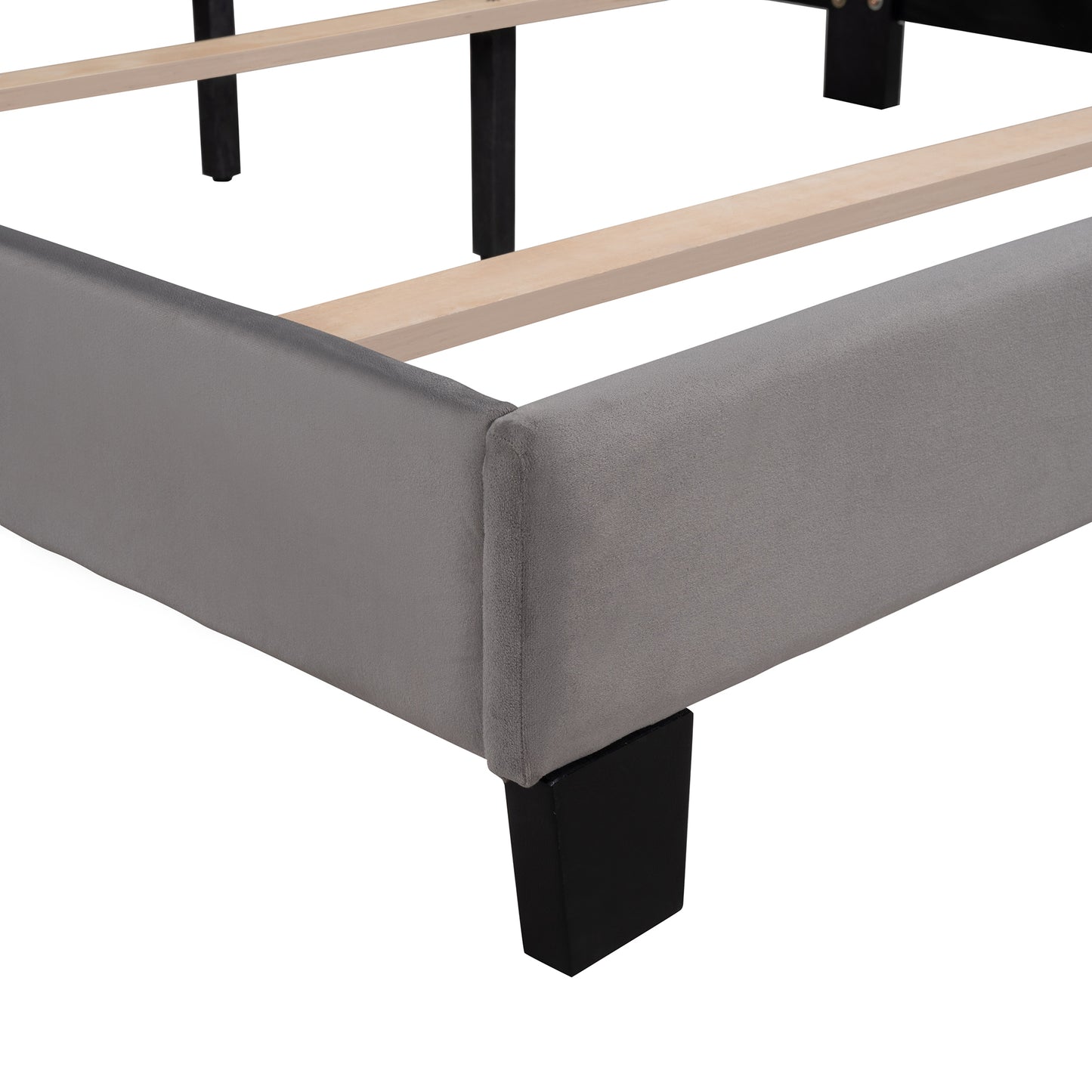 Royal Comfort Queen Size Velvet Upholstered Platform Bed - Gray