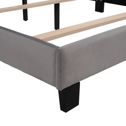 Royal Comfort Queen Size Velvet Upholstered Platform Bed - Gray