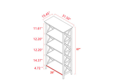Bookshelf with Sturdy Solid Frame - White