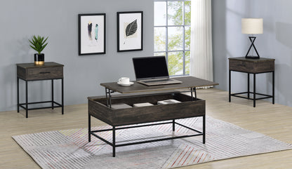 Cliff Lift Top Coffee Table and 2 End Table 3 Piece Set  - Brown