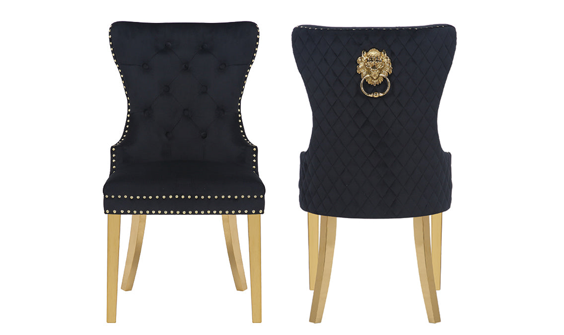 Newton Dining Velvet Chair (Set of 2)- Black