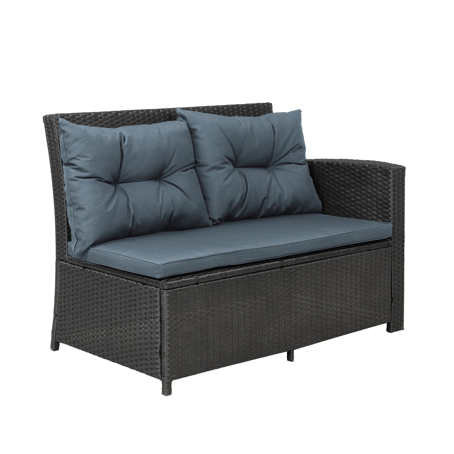 Elegant Oasis 6-Piece Outdoor Patio Furniture Set with Glass Table and Ottomans (Black)