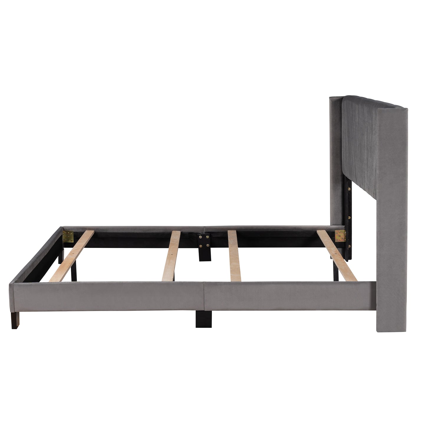 Royal Comfort Queen Size Velvet Upholstered Platform Bed - Gray