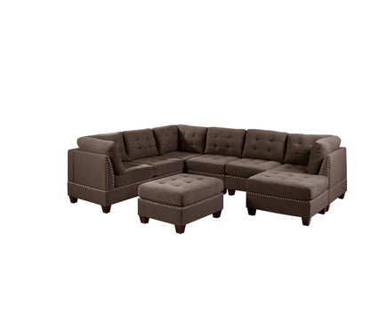 Tufted Fabric Ottoman - Coffee
