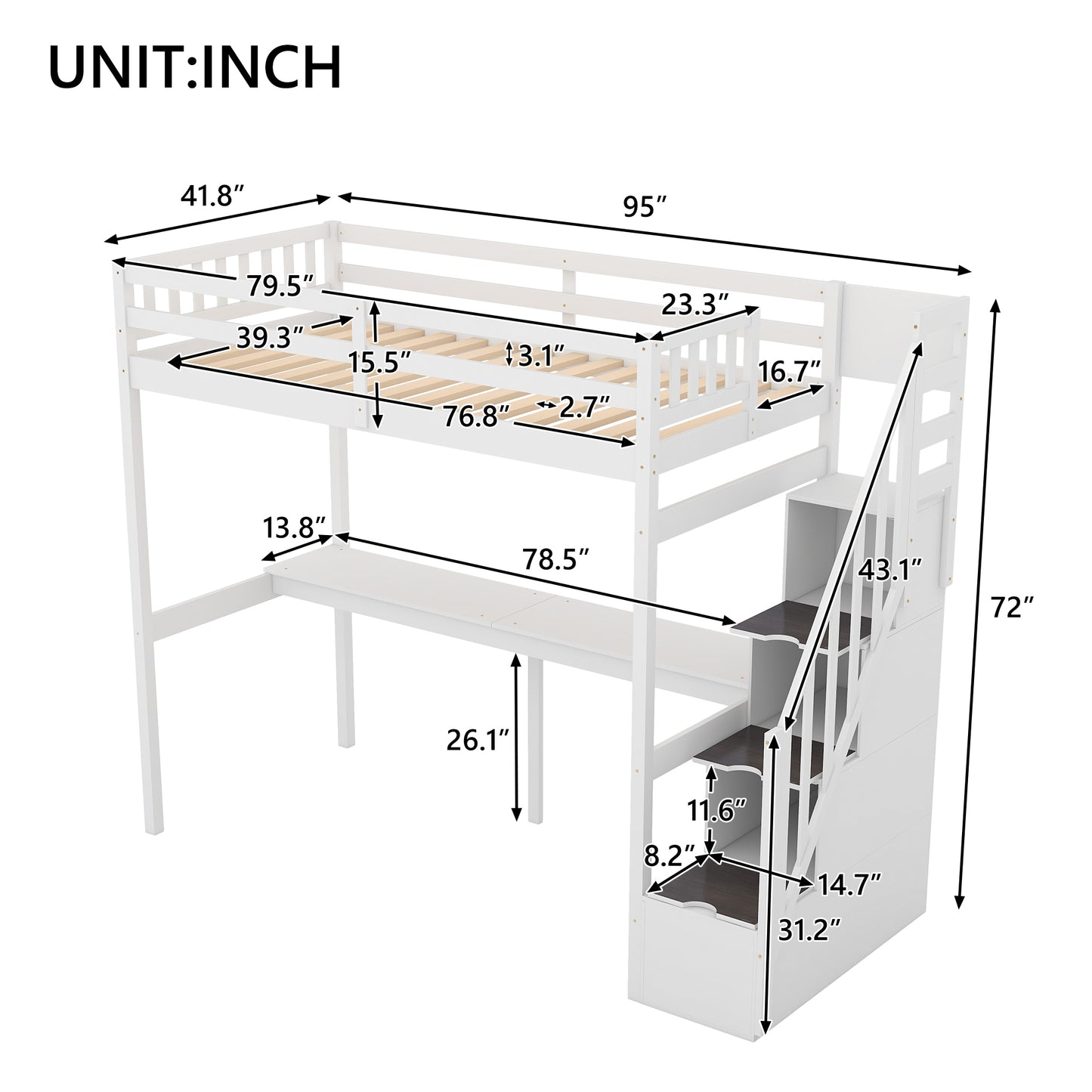 Dream Haven Twin Size Loft Bed