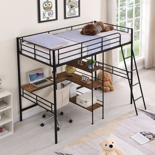 ElevateMax Twin Loft Bed with Desk and Shelves