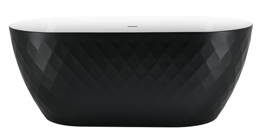 Karat 59'' Oval Acrylic Freestanding Soaking Bathtub - White+Black