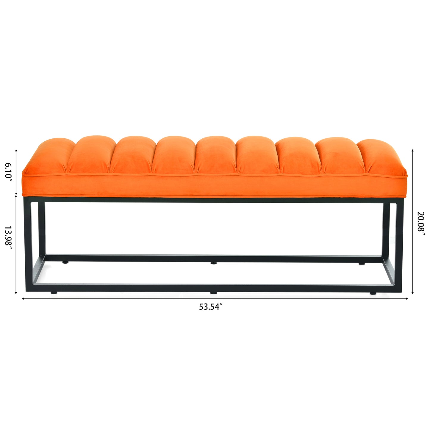 Metal Base Upholstered Bench - Orange