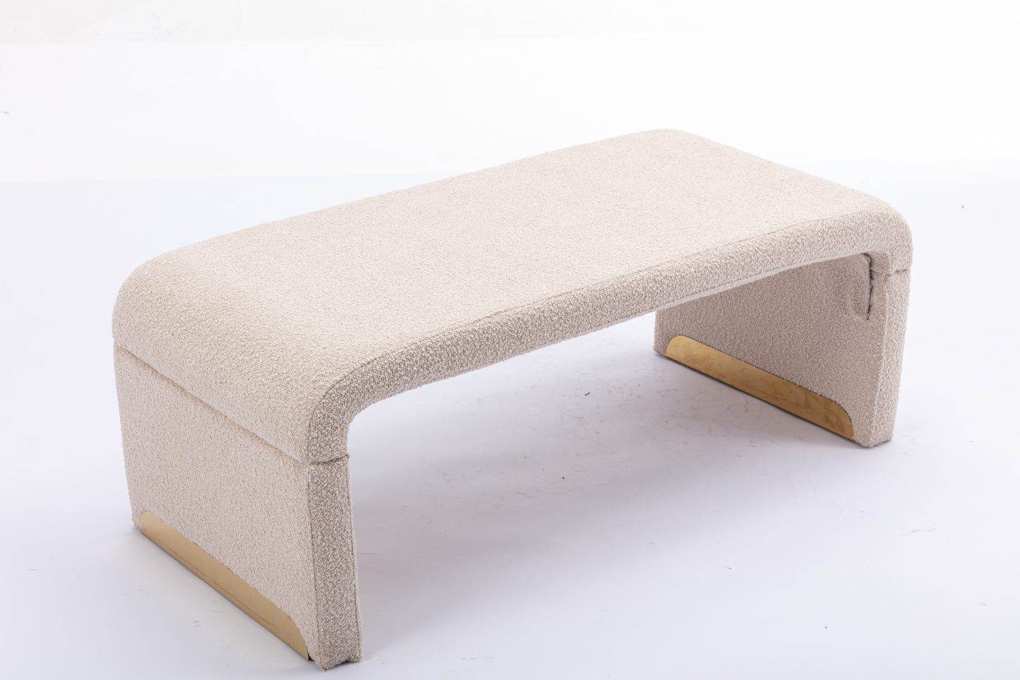 Boucle Fabric Ottoman - Beige