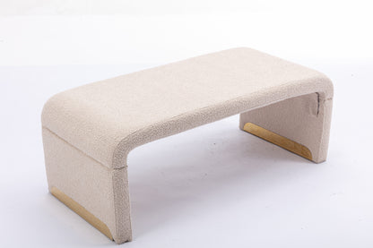 Boucle Fabric Ottoman - Beige