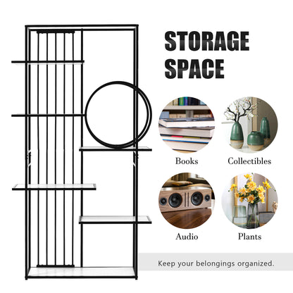 Metal Frame Storage Large Bookshelf Furniture, White
