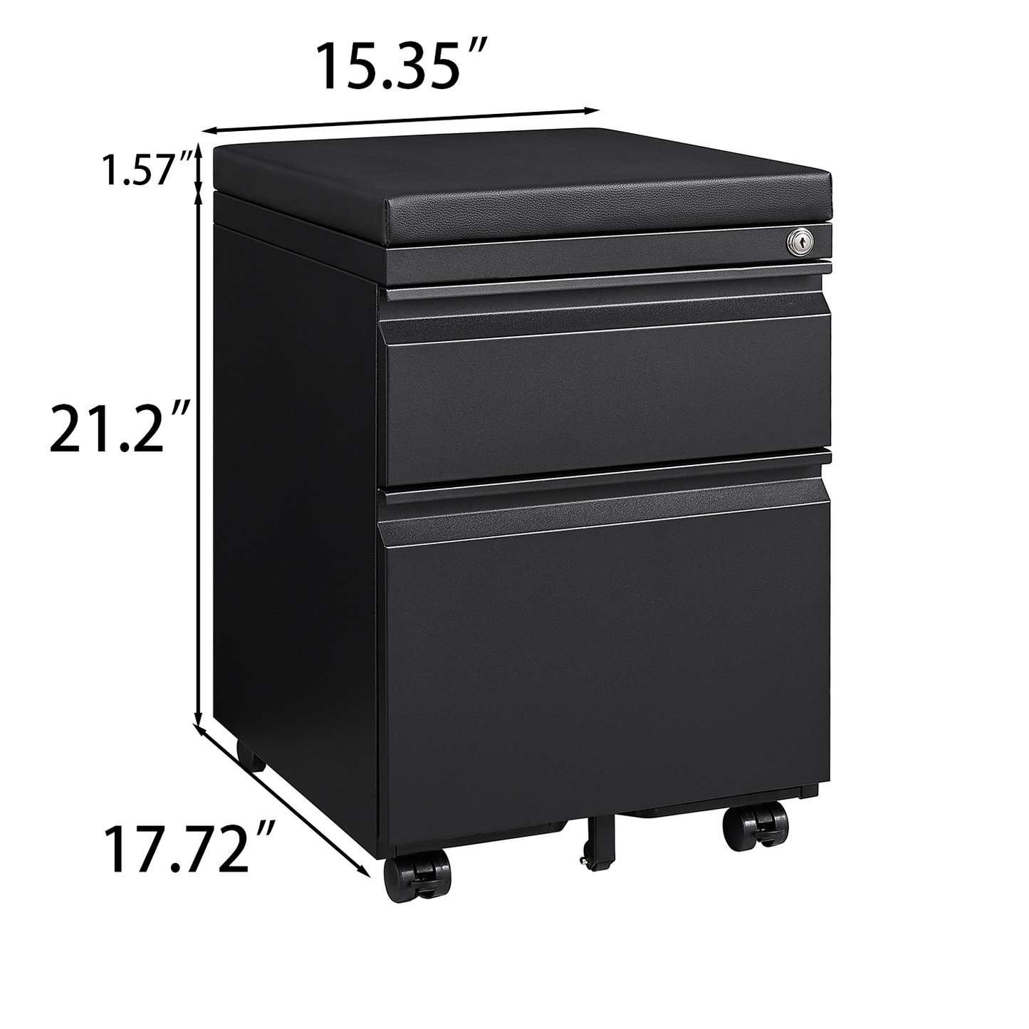 Swift Lock Mobile Storage Cabinet With Leather Cushion - Black