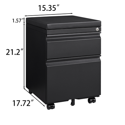 Swift Lock Mobile Storage Cabinet With Leather Cushion - Black