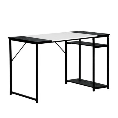 Computer Desk Wood Table Metal Frame - White & Black