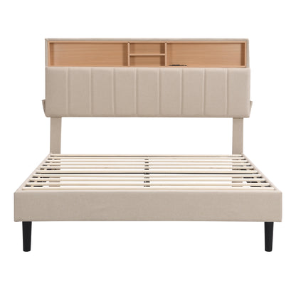 Alvin Full Size Platform Bed Frame - Beige