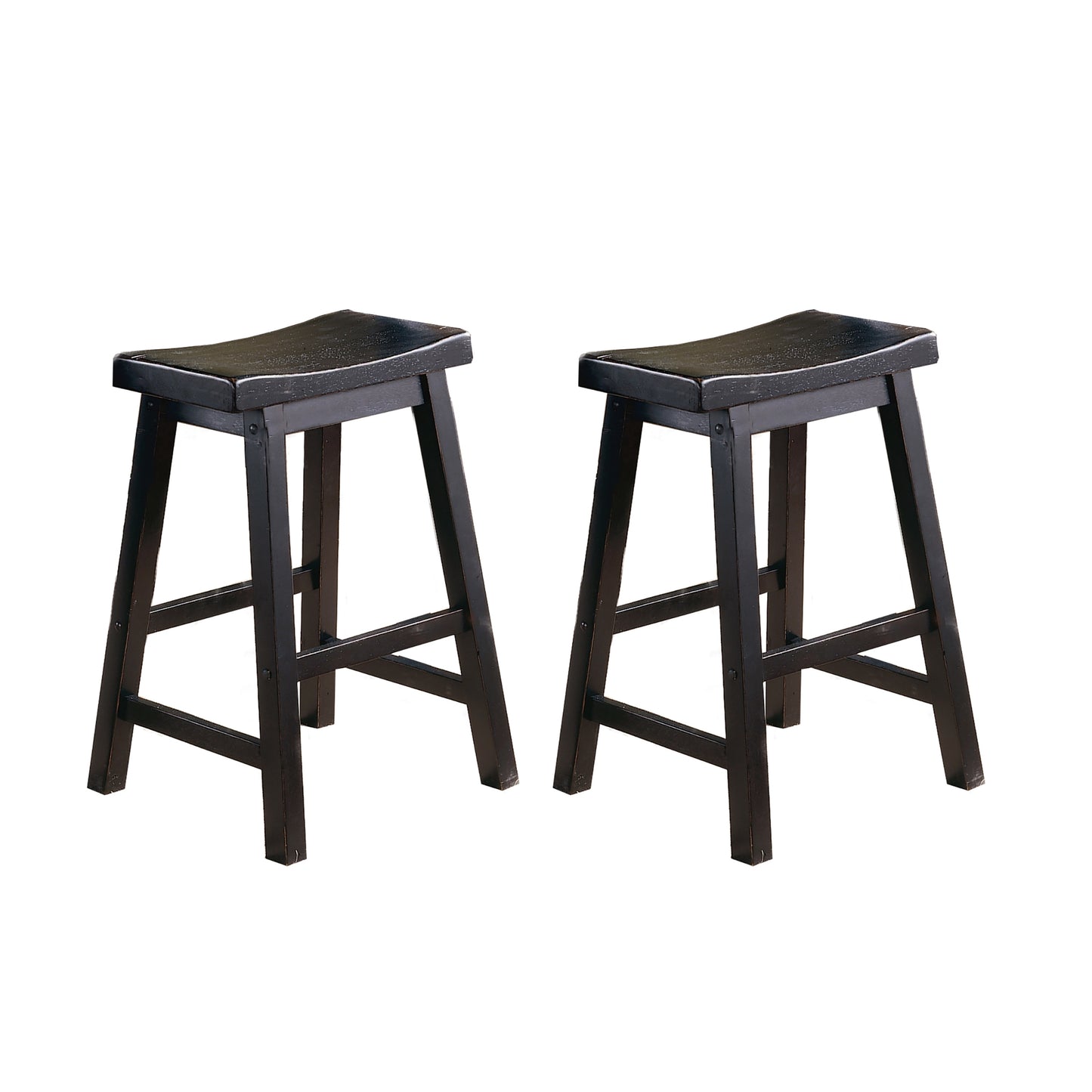 Solid Wood 24-inch Counter Height Stools - Black Set of 2
