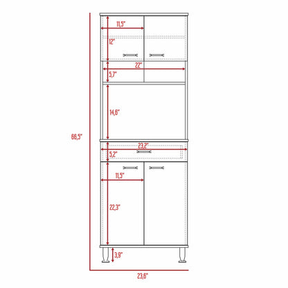 Santa 1-Drawer 1-Shelf Area Pantry with Adjustable Metal Legs - Black
