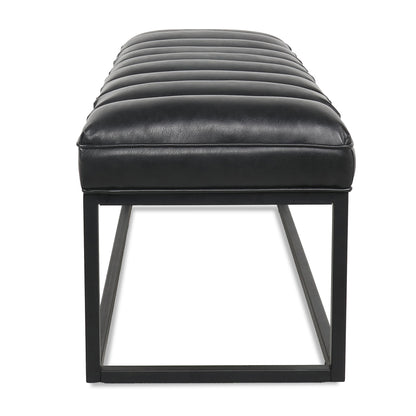 Metal Base Upholstered Bench - Black
