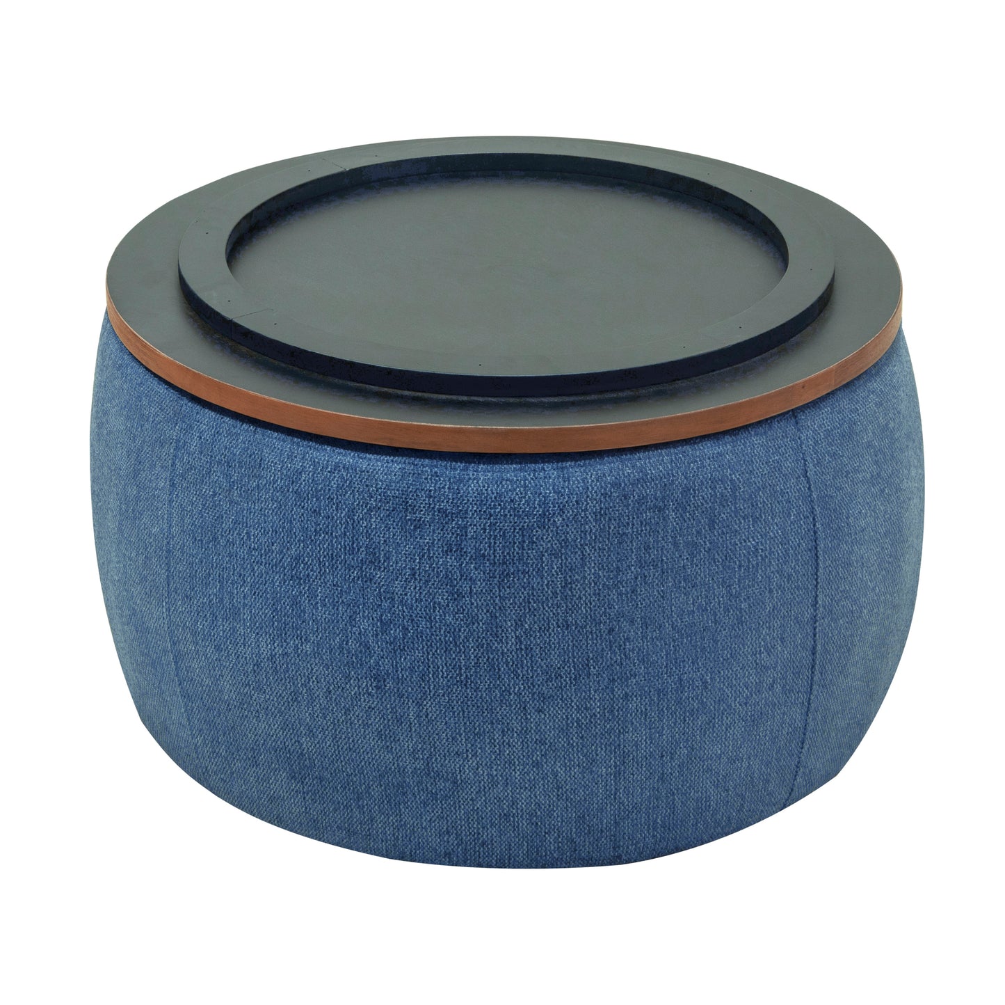 Versa Round Storage Ottoman Table - Navy Blue
