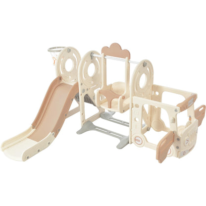 Kids Swing-N-Slide with Bus Play Set - Beige