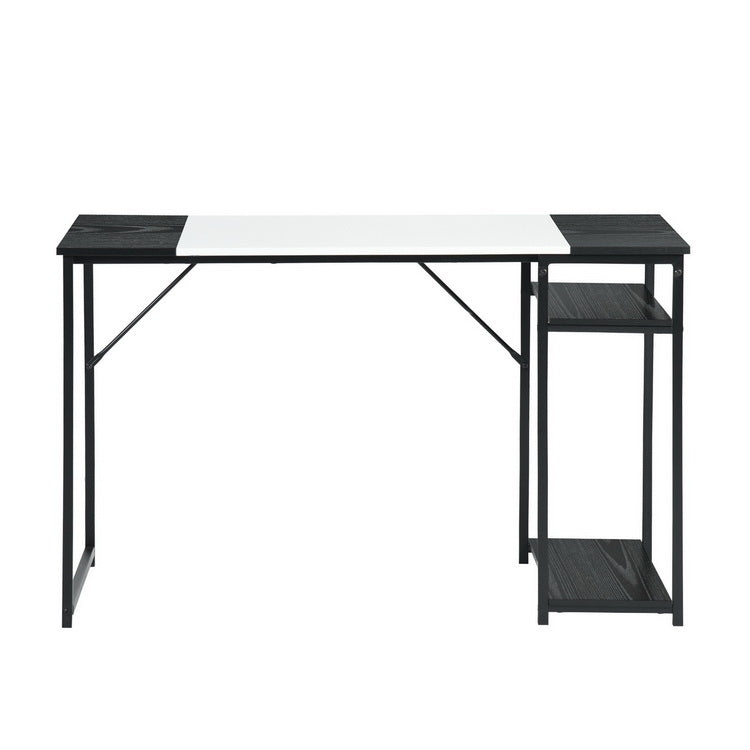 Computer Desk Wood Table Metal Frame - White & Black