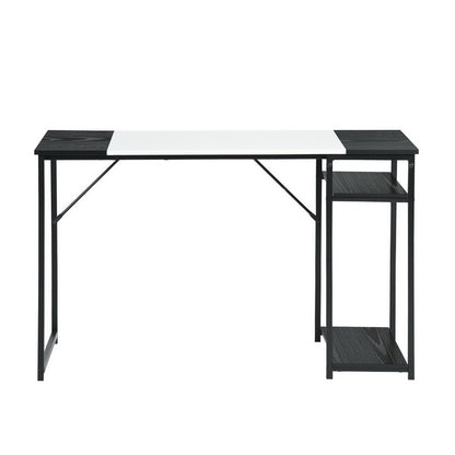 Computer Desk Wood Table Metal Frame - White & Black