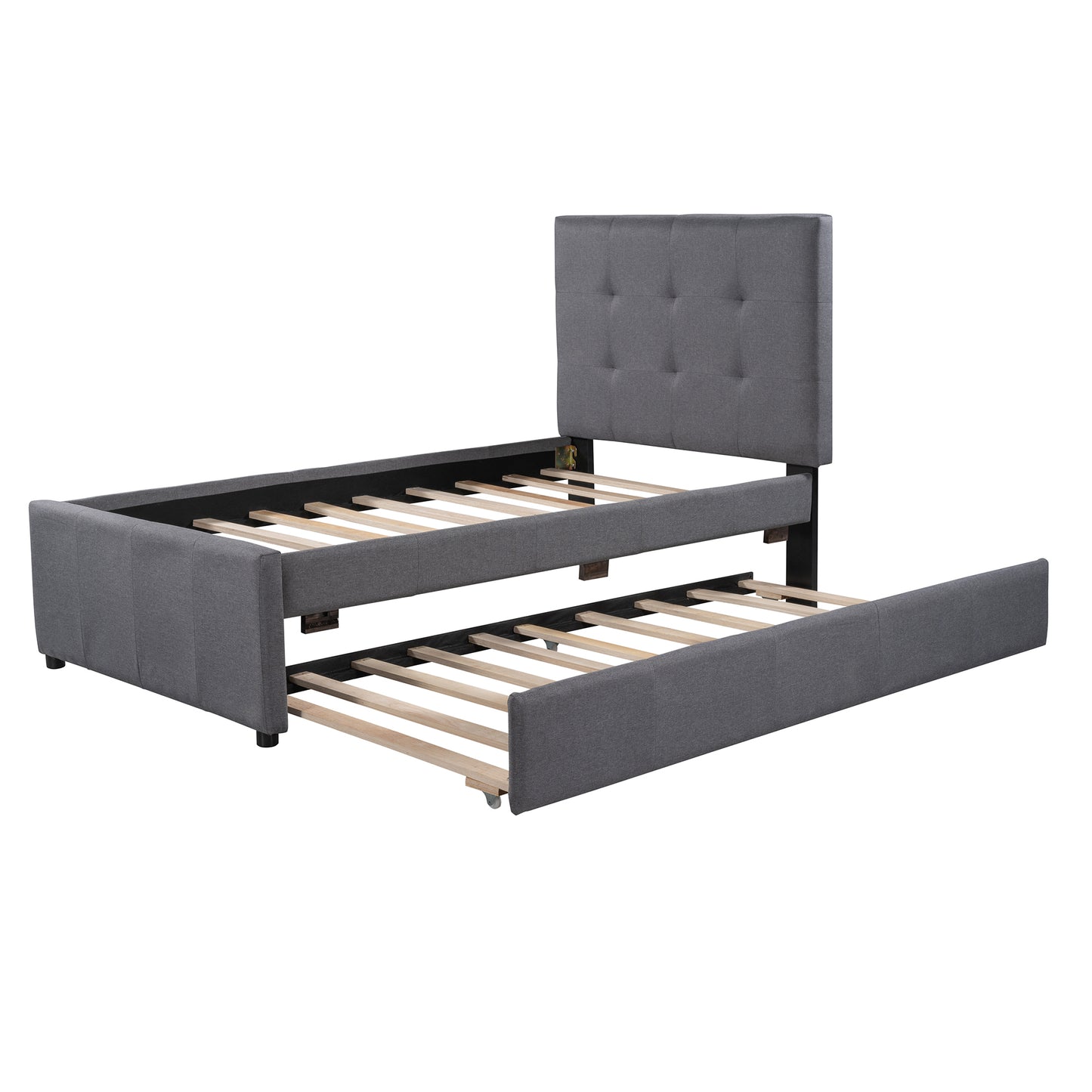 Dreamscape Twin Linen Upholstered Platform Bed with Headboard and Trundle