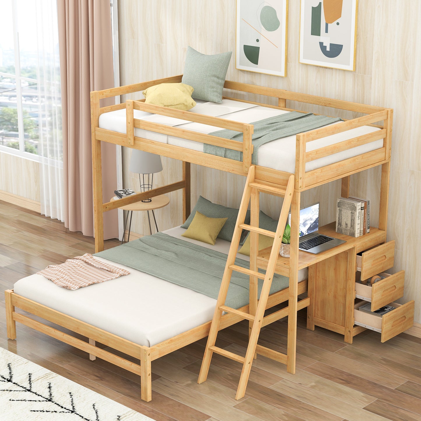 Nature's Haven Twin Full Desk Bed