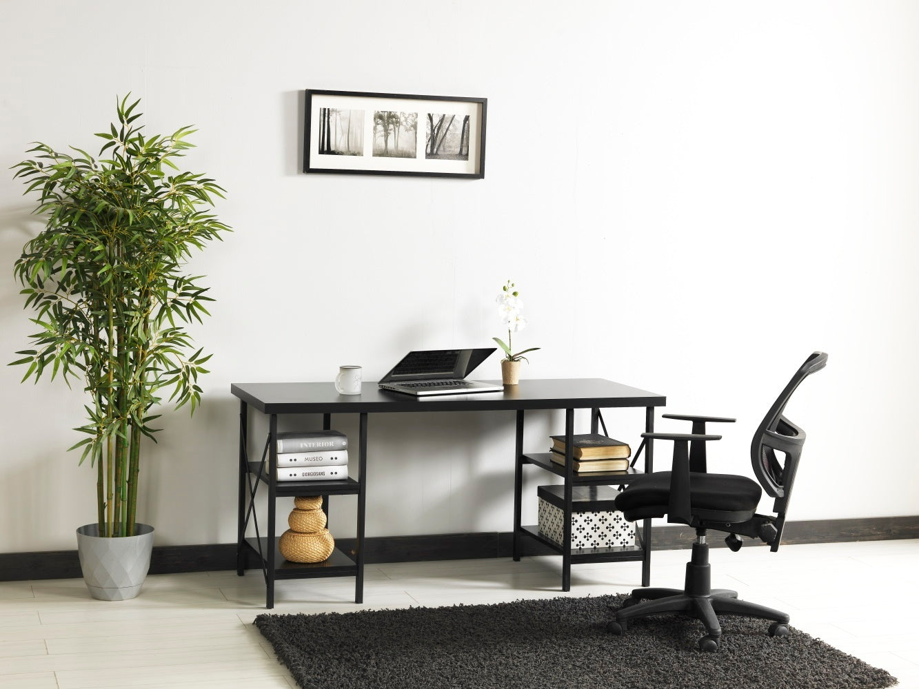 Buket Metal Frame 60" Extra Wide Wood Top Computer Desk