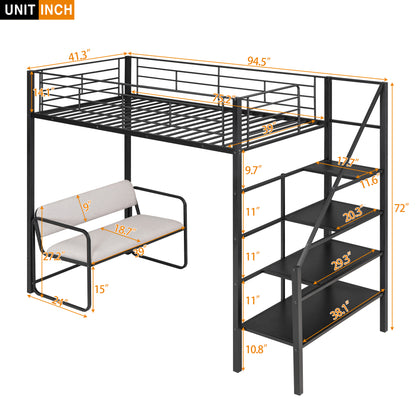 Black Beauty Loft Bed With Bench